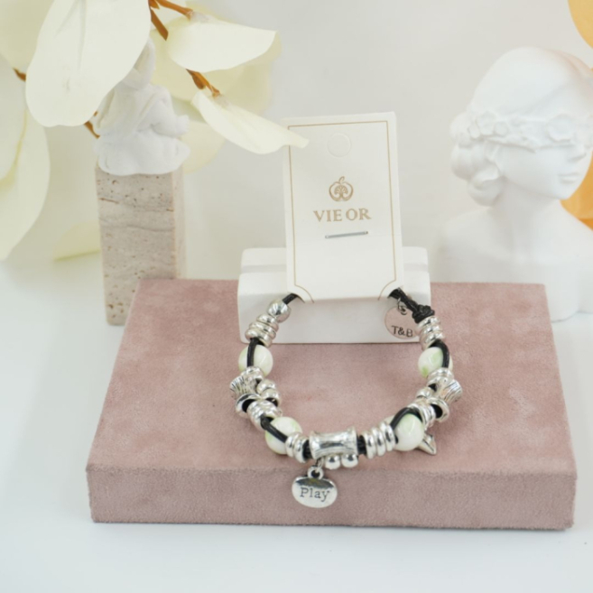 Pulseras con cuentas y detalles metálicos Vie Or 12 uds - I35