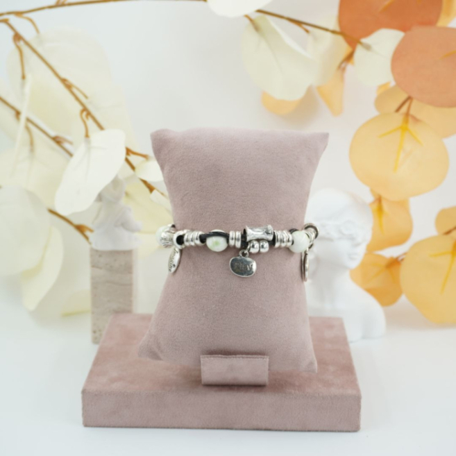 Pulseras con cuentas y detalles metálicos Vie Or 12 uds - I35