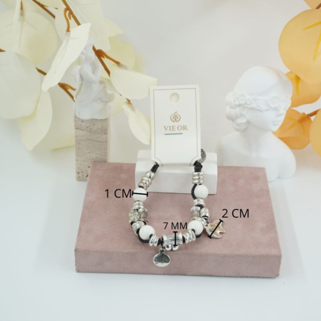 Pulseras con cuentas y detalles metálicos Vie Or 12 uds - I35
