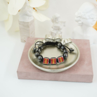 PulserasVie Oron cuentas negras y apliques rojos 12 uds - I35