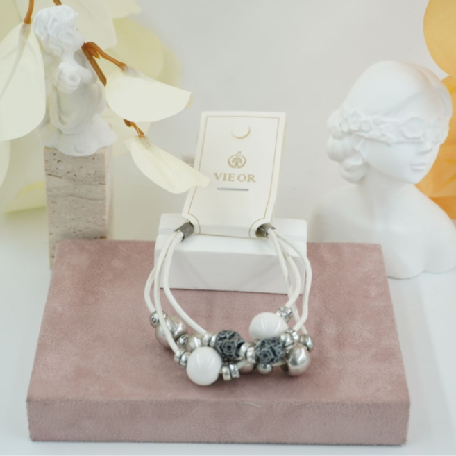 Pulseras  Vie Or con cuentas metálicas y de color 12 uds - I36