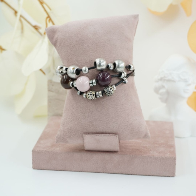 Pulseras  Vie Or con cuentas metálicas y de color 12 uds - I36