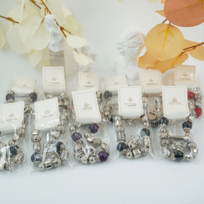 Pulseras Vie Or esferas y colgantes 12 uds - I46