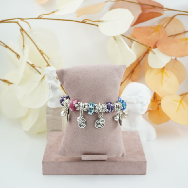 Pulseras elástica con cuentas decoradas 12 uds - I33