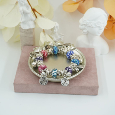 Pulseras elástica con cuentas decoradas 12 uds - I33