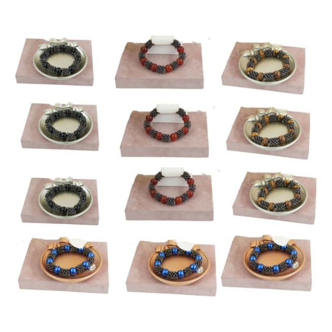 Pulseras  artesanal con cuentas brillantes Vie Or 12 uds - I33