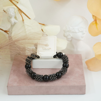 Pulseras  artesanal con cuentas brillantes Vie Or 12 uds - I33