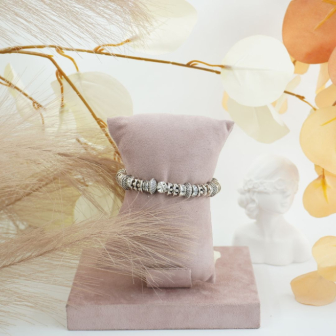 Pulseras Vie Or estilo charm con cuentas metálicas 12 uds - I33