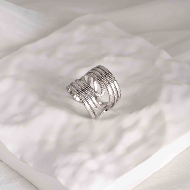 ANILLO ZO8737R Plateado Acero Inoxidable -A43