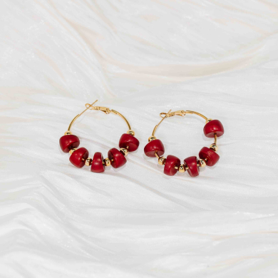 ARETES Y00127 Rojo oscuro Acero  Inoxidable -F34