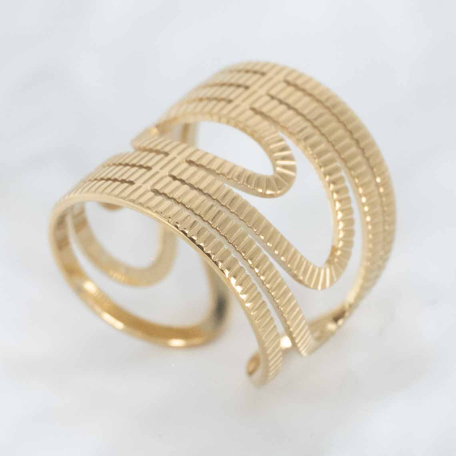 ANILLO ZO8737R Dorado Acero Inoxidable -A43