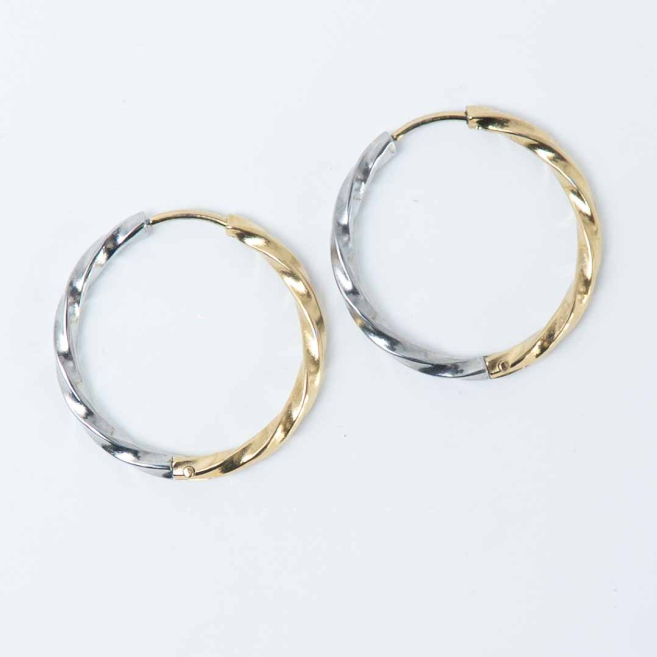 Aretes ZO13025E/2.5*20MM Bicolor Acero Inoxidable