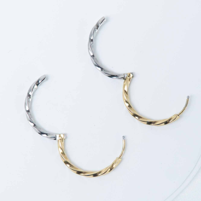 Aretes ZO13025E/2.5*20MM Bicolor Acero Inoxidable