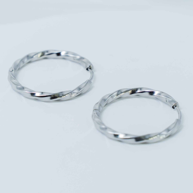 Aretes ZO13025E/2.5*20MM Plateado Acero Inoxidable