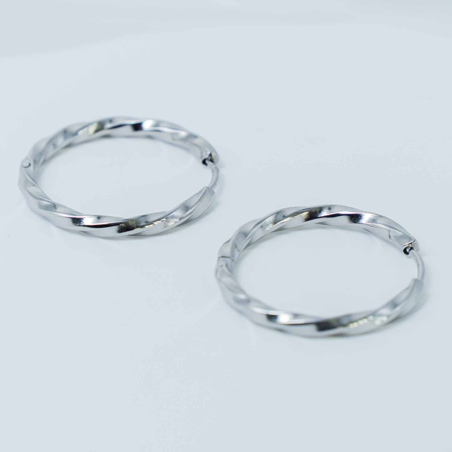 Aretes ZO13025E/2.5*20MM Plateado Acero Inoxidable