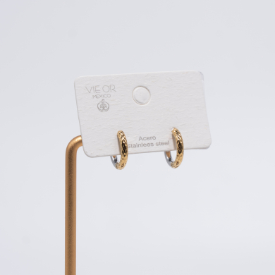 Aretes ZO13027E/2.5*10MM Bicolor Acero Inoxidable