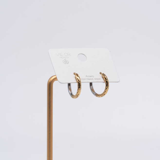 Aretes ZO13029E/2.5*14MM Bicolor Acero Inoxidable