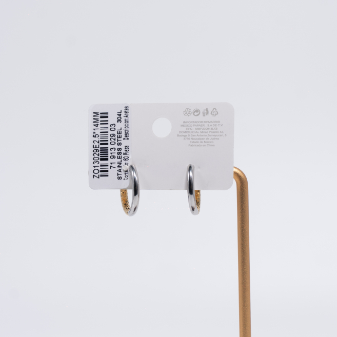 Aretes ZO13029E/2.5*14MM Bicolor Acero Inoxidable