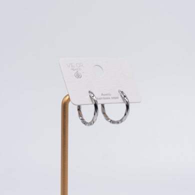 Aretes ZO13029E/2.5*14MM Plateado Acero Inoxidable
