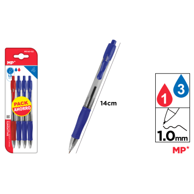 BOLIGRAFOS PUNTA 1.0MM 4UDS - A22