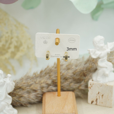 ARETES ZO10542E/8MM/200 Negro Acero Inoxidable -F22