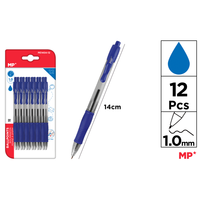 BOLIGRAFOS AZUL PUNTA 1.0MM 12UDS - C46