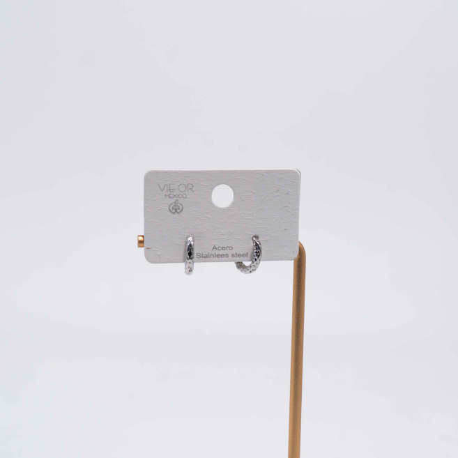 Aretes ZO13028E/2.5*12MM Plateado Acero Inoxidable