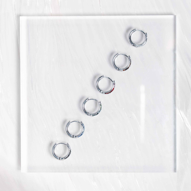 ARETES ZO12803E Plateado Multicolor Acero -F46