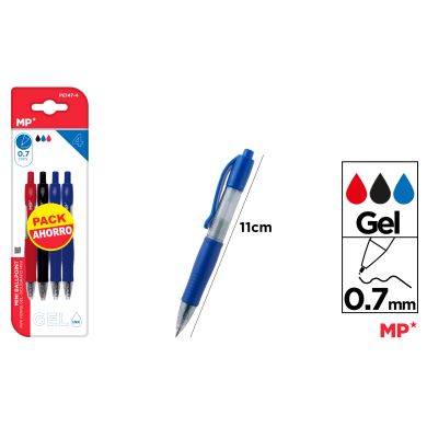 BOLIGRAFO GEL MINI PUNTA 0.7MM 4 UDS - H44