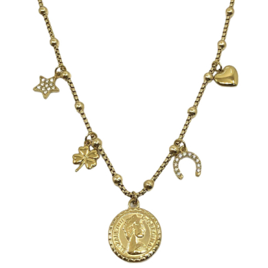 COLLAR ZO12781N Dorado Acero Inoxidable 2D25