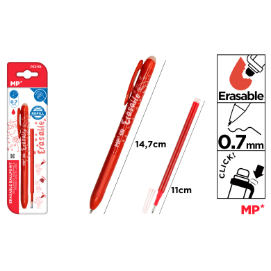BOLIGRAFO BORRABLE CLICK ROJO + RECAMBIO - B47