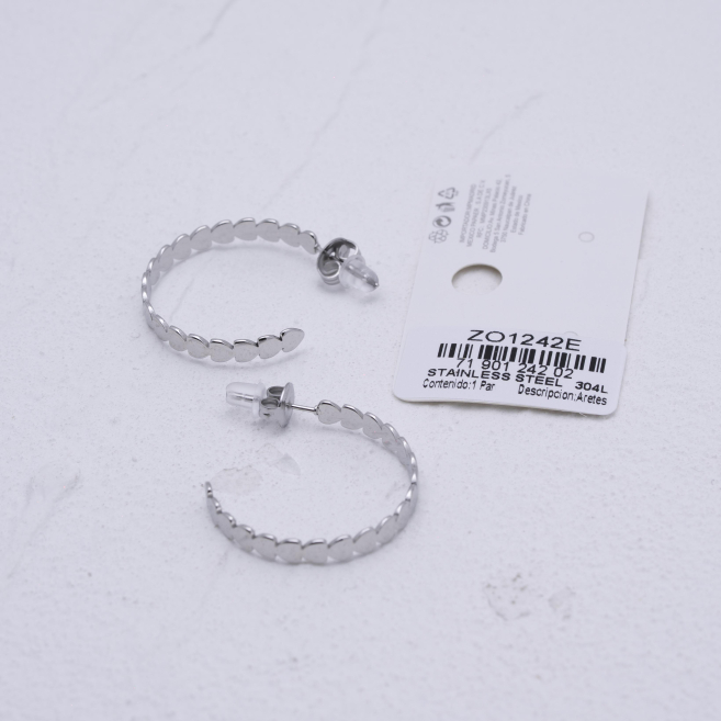 ARETES ZO1242E Plateado Acero Inoxidable -F310