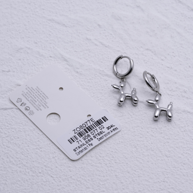 ARETES ZO8077E Plateado Acero Inoxidable -G23