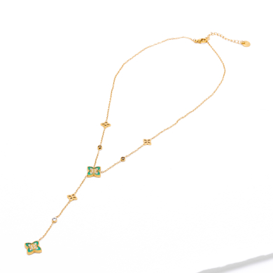 COLLAR ZO13728N Dorado Verde Acero Inoxidable 2D35