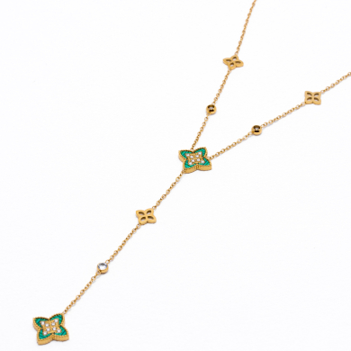 COLLAR ZO13728N Dorado Verde Acero Inoxidable 2D35