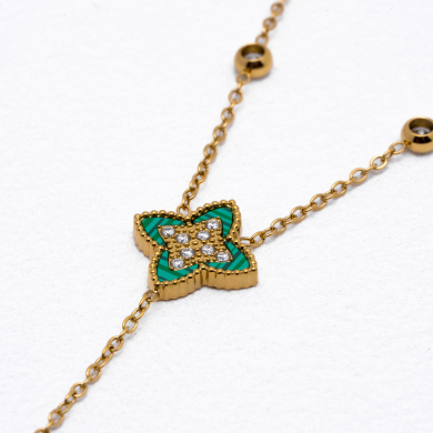 COLLAR ZO13728N Dorado Verde Acero Inoxidable 2D35