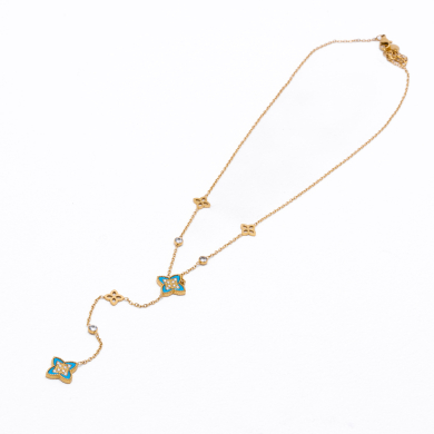 COLLAR ZO13728N Dorado Azul Acero Inoxidable 2D35