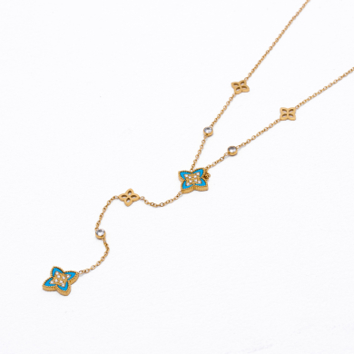 COLLAR ZO13728N Dorado Azul Acero Inoxidable 2D35