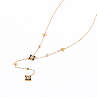 COLLAR ZO13728N Dorado Negro Acero Inoxidable 2D35