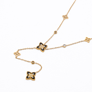 COLLAR ZO13728N Dorado Negro Acero Inoxidable 2D35