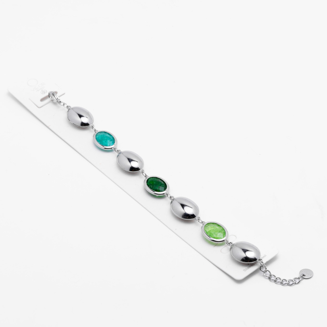PULSERA ZO13944B Plateado Verde Acero Inoxidable -2B38