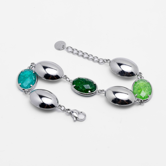 PULSERA ZO13944B Plateado Verde Acero Inoxidable -2B38