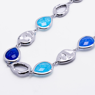 COLLAR ZO13943N Plateado Azul Acero Inoxidable -2D58