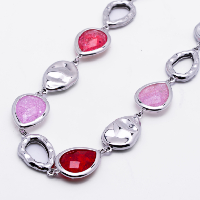 COLLAR ZO13943N Plateado Rosa Acero Inoxidable -2D58