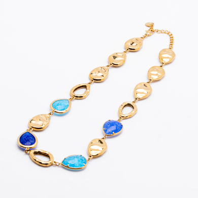 COLLAR ZO13943N Dorado Azul Acero Inoxidable -2D58