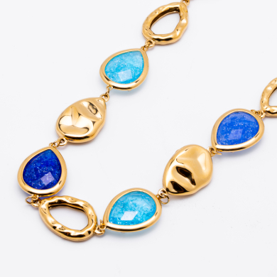 COLLAR ZO13943N Dorado Azul Acero Inoxidable -2D58