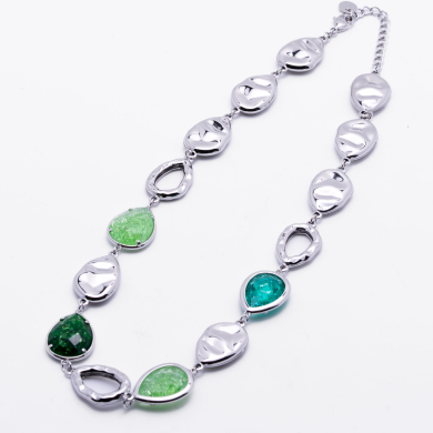 COLLAR ZO13943N Plateado Verde Acero Inoxidable -2D58