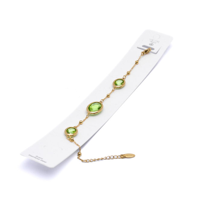 PULSERA ZO13491B Dorado Verde Acero Inoxidable -2B39