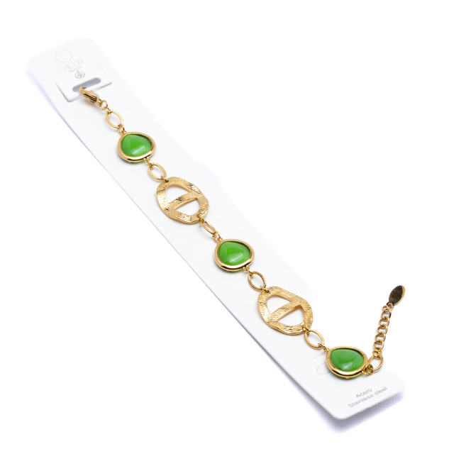 PULSERA ZO13488B Dorado Verde Acero Inoxidable -2B310