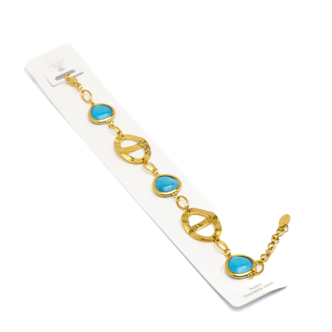 PULSERA ZO13488B Dorado Azul Acero Inoxidable -2B310